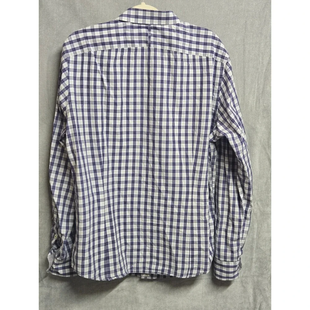 Banana Republic Mens Large Soft Wash Tailored Slim Fit Plaid Button Down Shirt